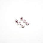 Aretes plateados con cristales rosas