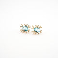 Aretes dorados con cristal azul