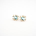 Aretes dorados con cristal azul