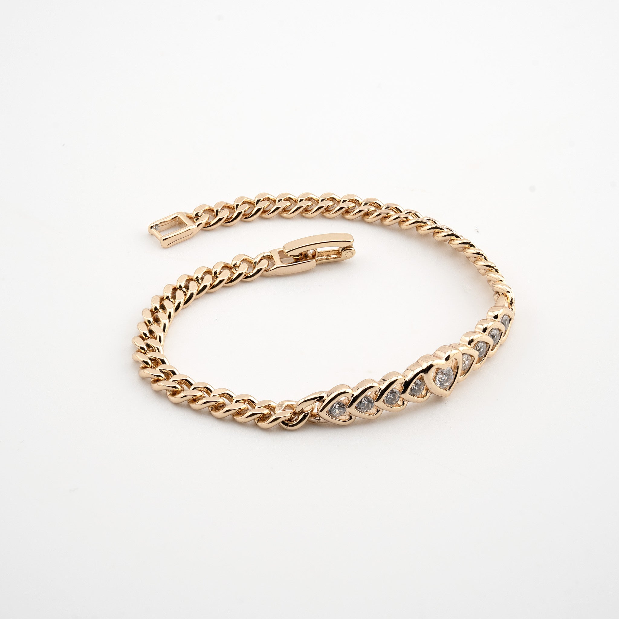 Esclava dorada con corazones con cristales